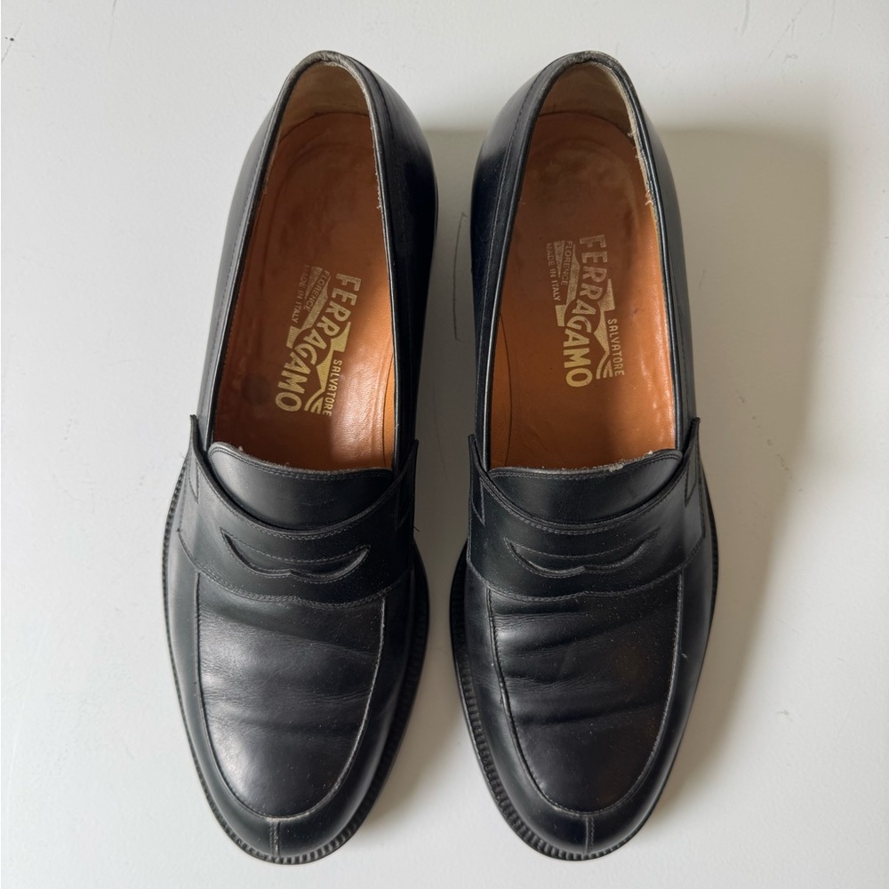 Salvatore Ferragamo Men's Black Leather Slip-On Loafers
